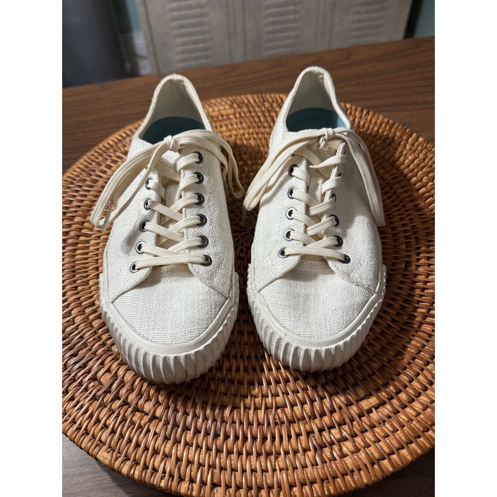 SeaVees Legend Sneaker Standard Salt White Linen Low Top Lace Up Womens 7